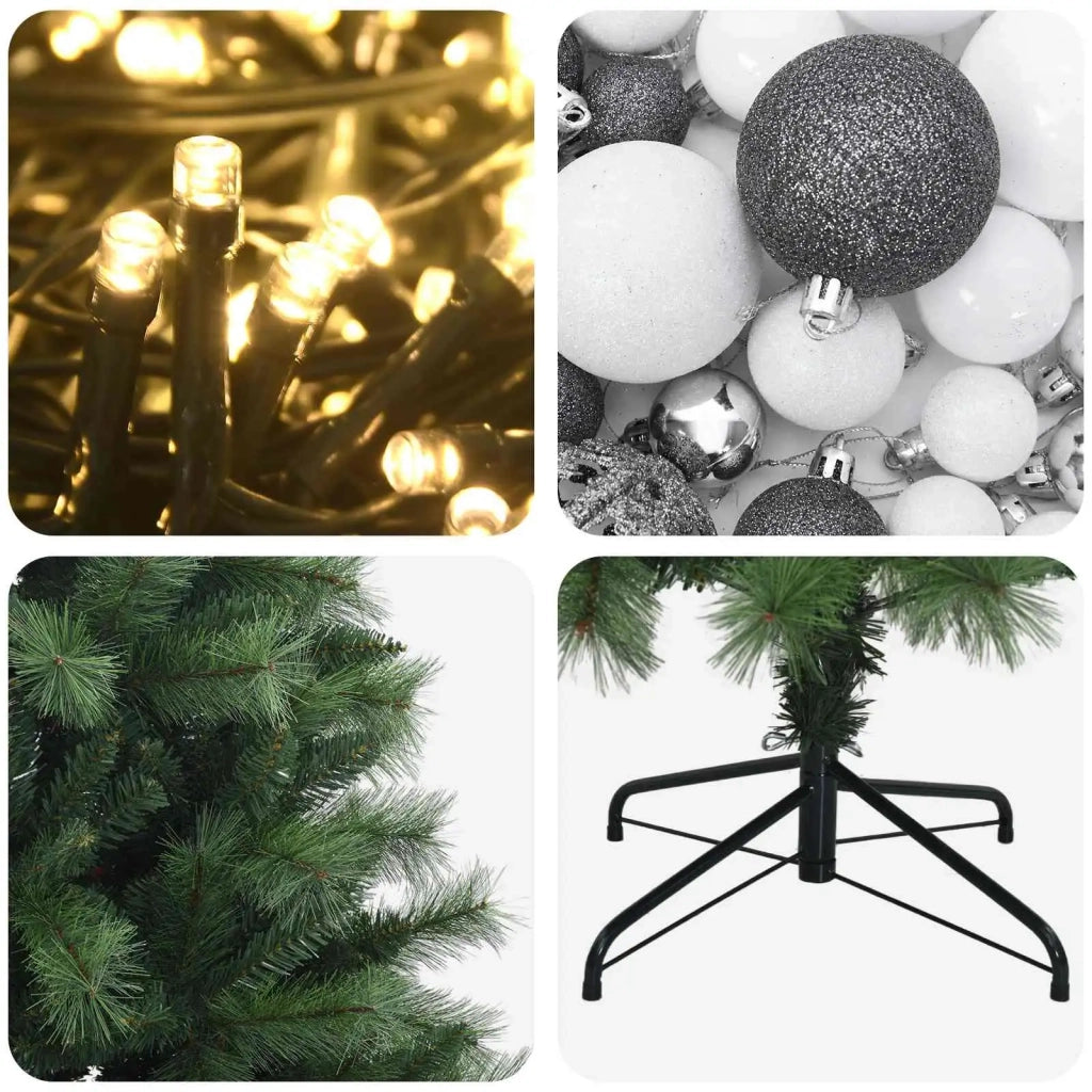 Albero di Natale artificiale con rami snodati e palline 240 cm 3467309