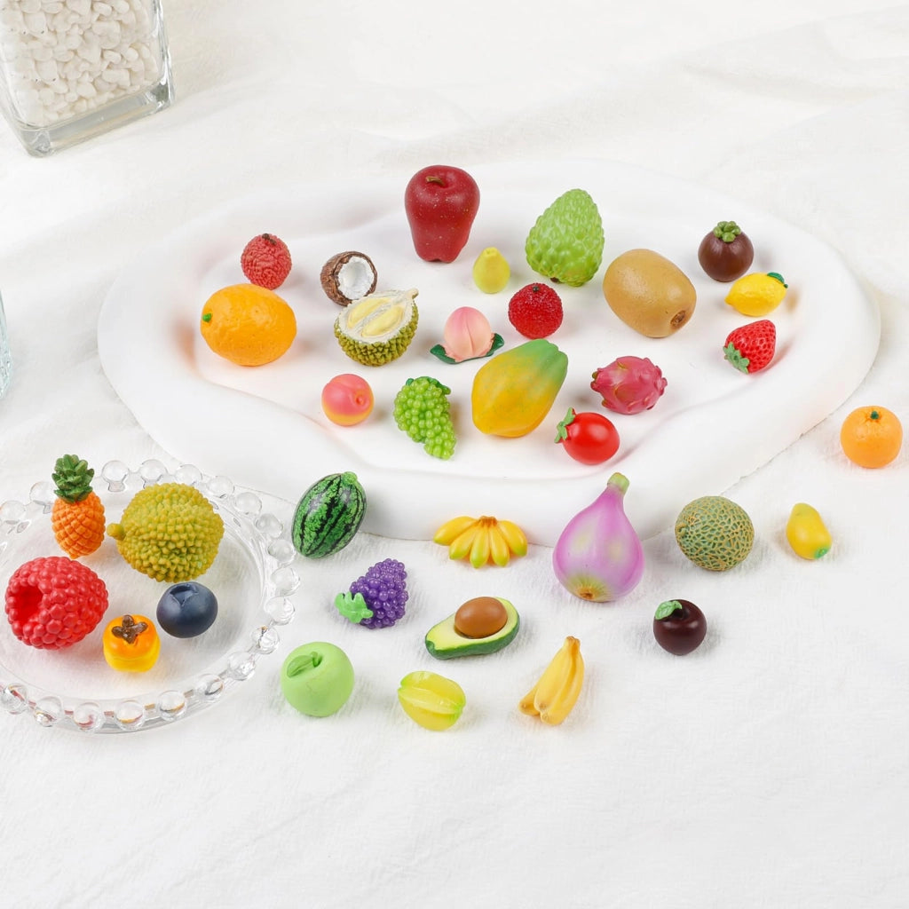 Miniature frutti artificiali in resina, 35 pezzi, dal aspetto realistico, ideali per progetti fai-da-te e decorazioni