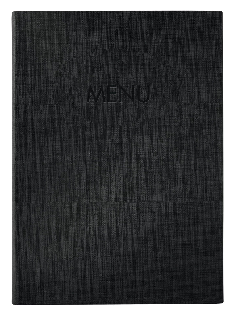 Menu a4 nero con 2 copertine trasparenti per 8 fogli