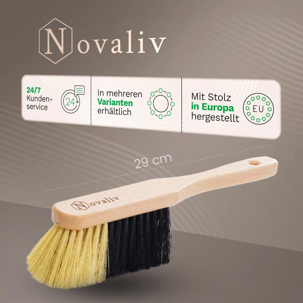Set di 2 spazzole a mano, con setole in plastica, manico in legno, lunghezza 29 cm