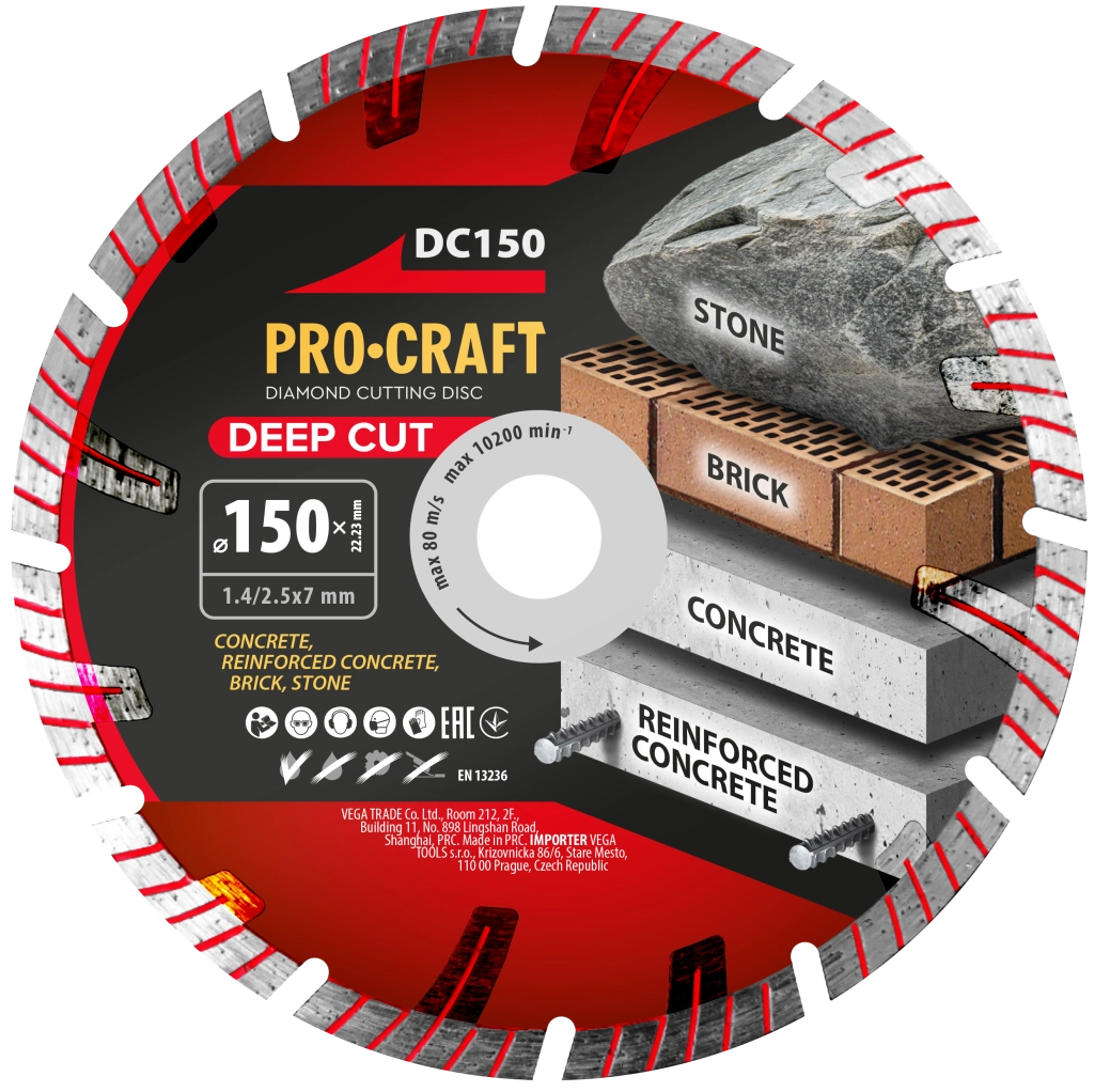 Disco diamantato Deep Cut Procraft DC150, Ø 150 mm, 10200 giri/min