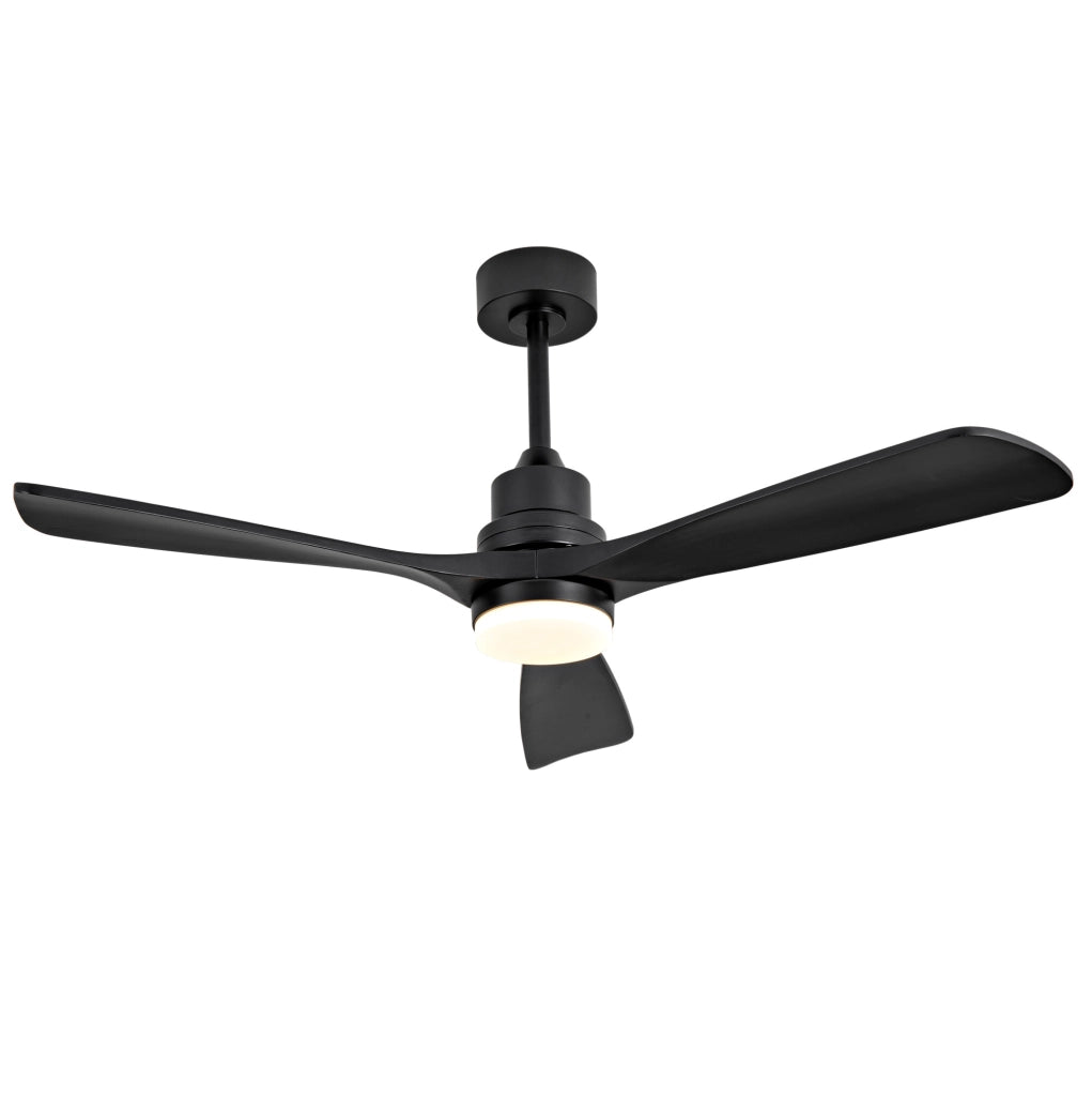 Ventilatore da soffitto 52 pollici nero con luce regolabile e telecomando