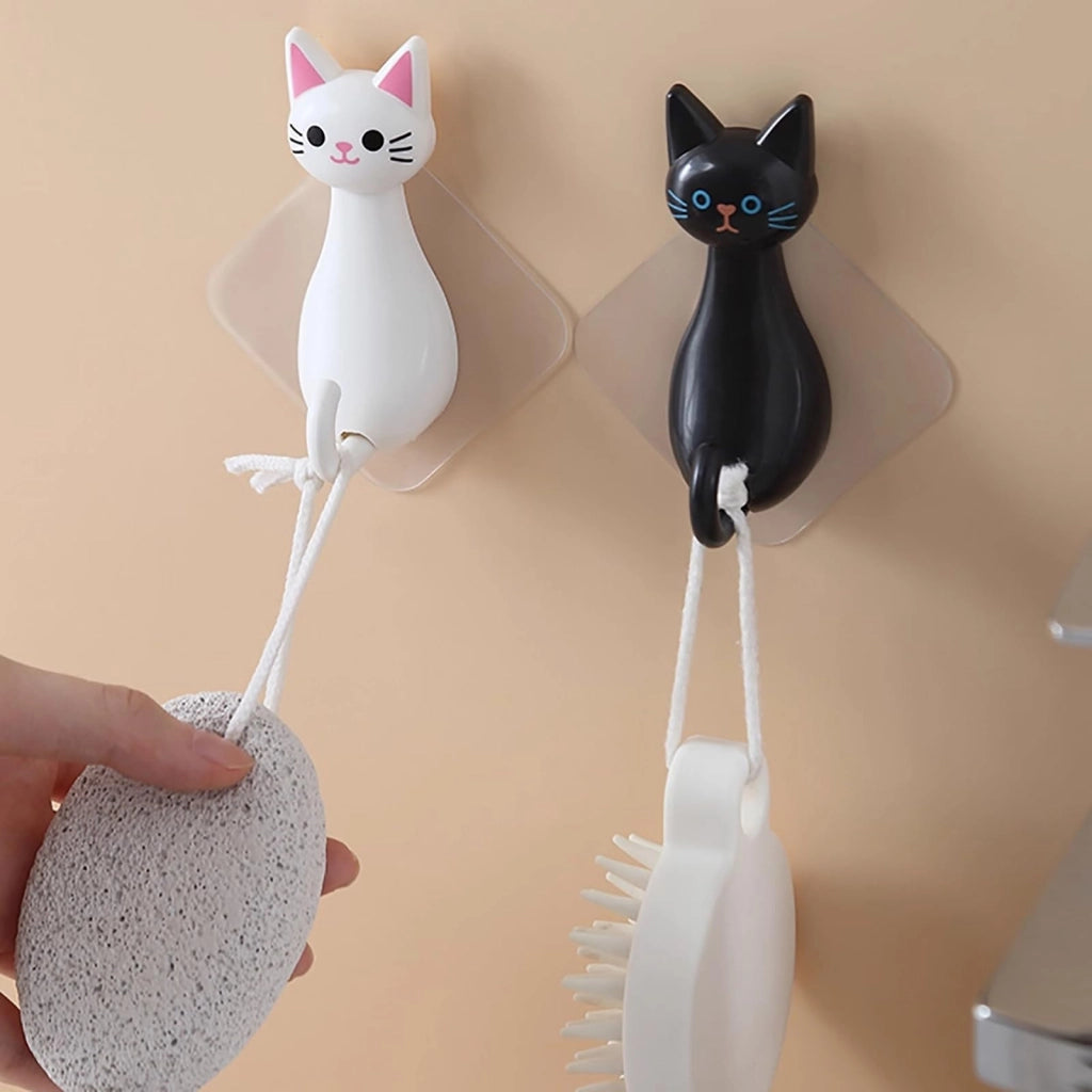 2 ganci adesivi per gatti, trasparenti, adatti per pareti, bagni e cucine
