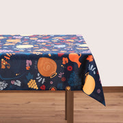 Tovaglia Qvevri, motivo vino, 210x140 cm, cotone, blu