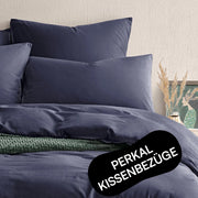 Cuscino, fodera 80x80 cm, blu scuro, set da 2, cotone, Oeko-Tex