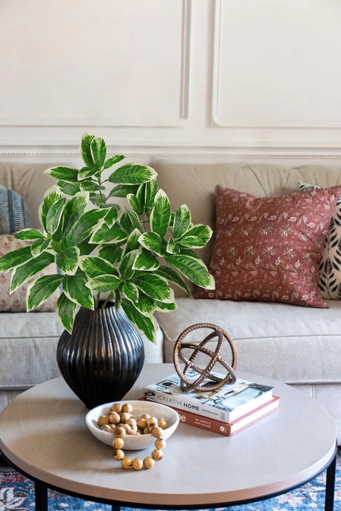 Rami di ficus artificiali, set da 3, 76 cm, verde artificiale realistico
