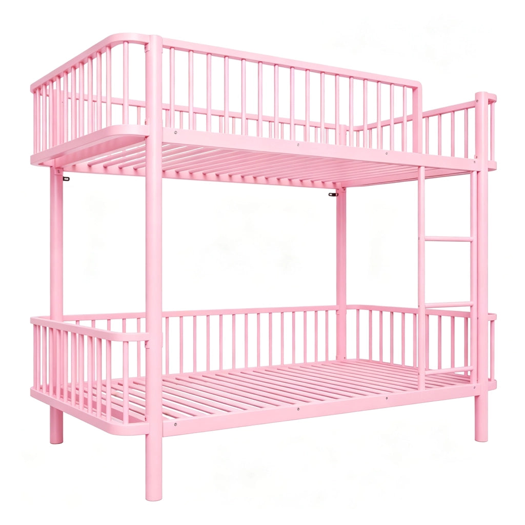 Letto a castello in metallo 90x200 cm rosa con sponde