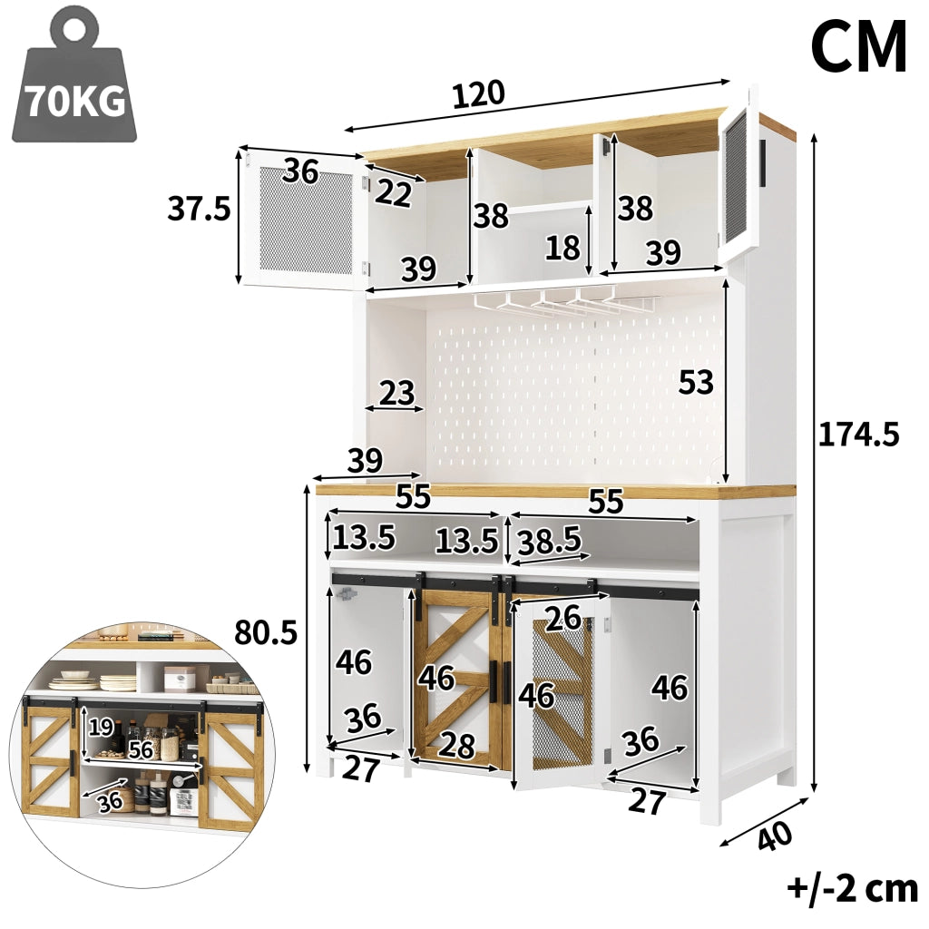 Armadio alto da cucina con porta USB bianco 120 cm
