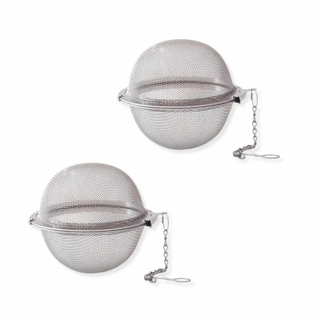 Set da 2 infusori per tè in acciaio inossidabile con catena, forma a sfera