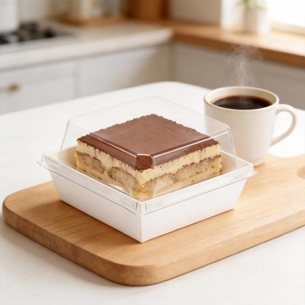 100 scatole di carta per torte con coperchio, 11 cm, colore bianco