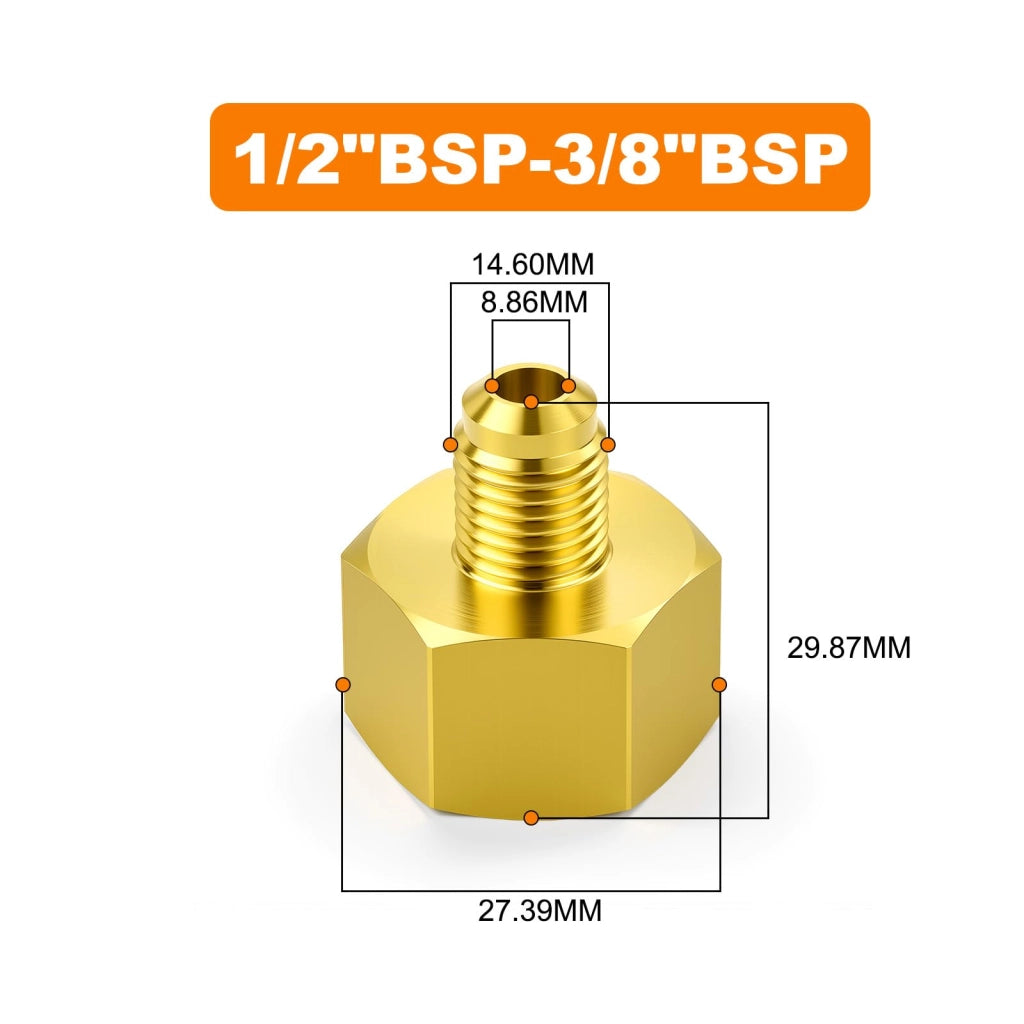 Raccordo riduttore in ottone, da 1/2" a 3/8" BSP, 2 pezzi, diritto