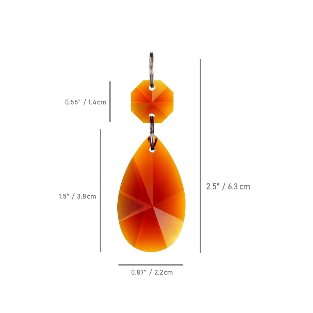 12 prismi di cristallo, diametro 38 mm, a forma di goccia, color ambra, per lampadari
