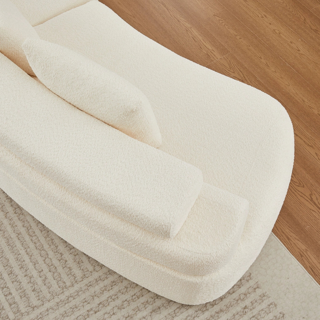 Divano modulare in ciniglia beige a 2 elementi con 3 cuscini