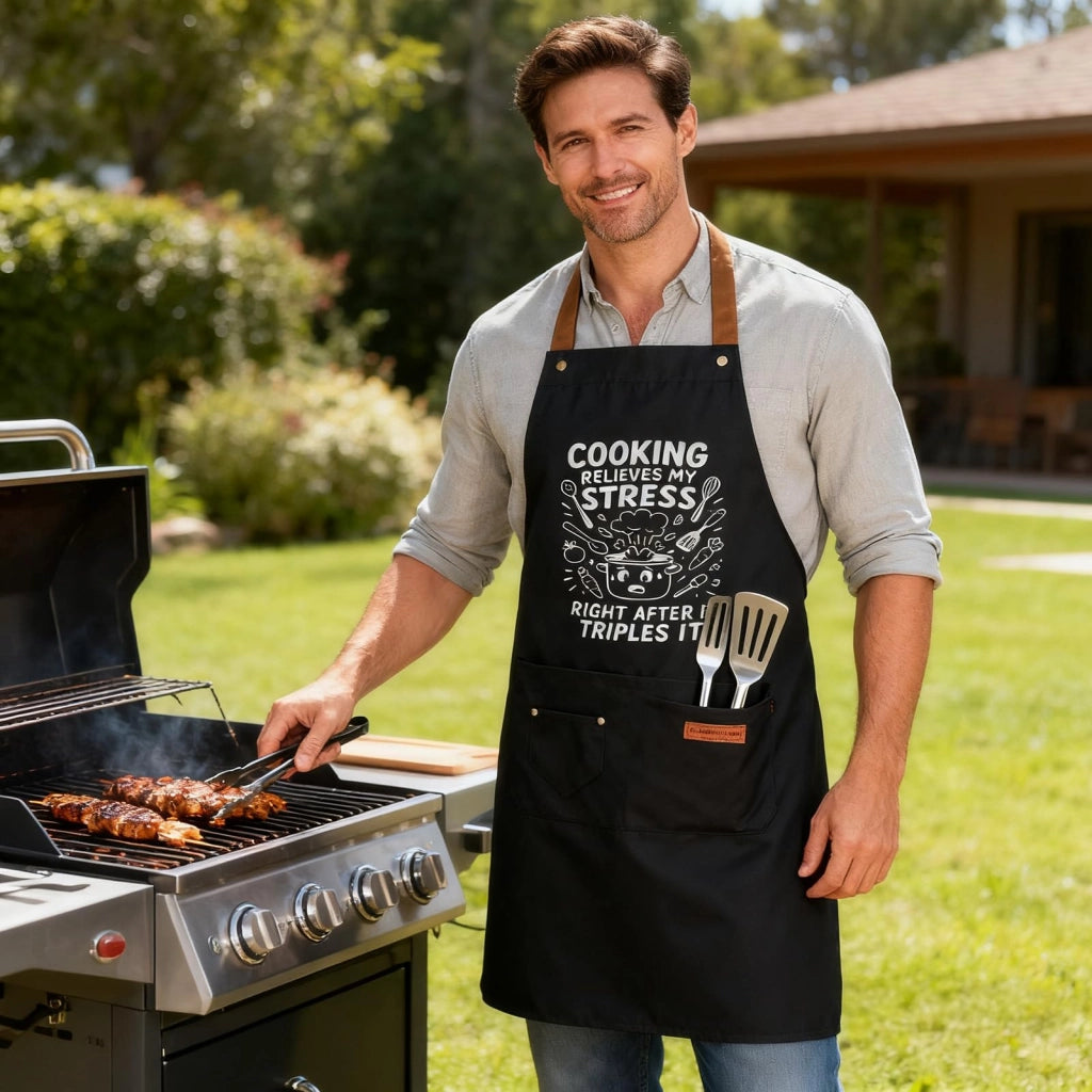 Grembiuli da cucina neri con scritta, dimensioni 65x75 cm, idrorepellenti, unisex
