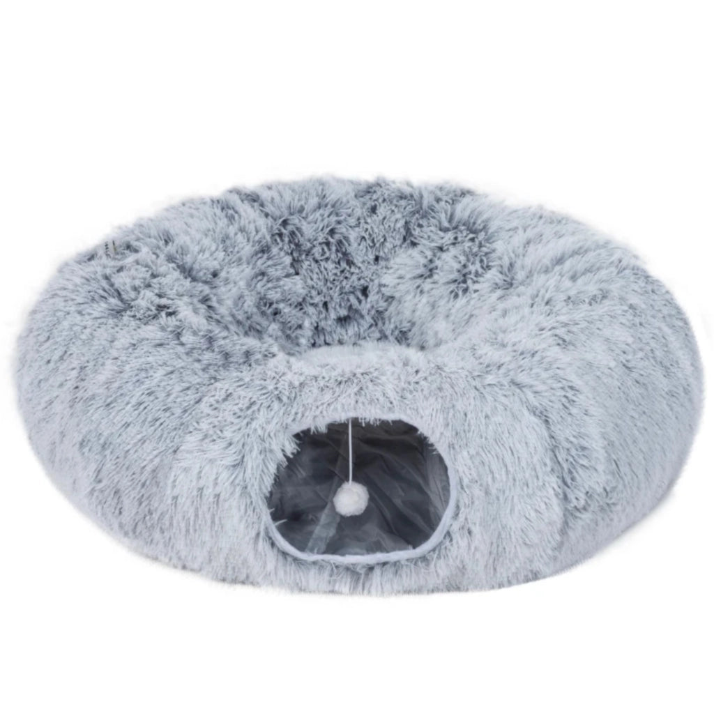 Tunnel per gatti trasformabile con cuccia a ciambella e cuscino lavabile