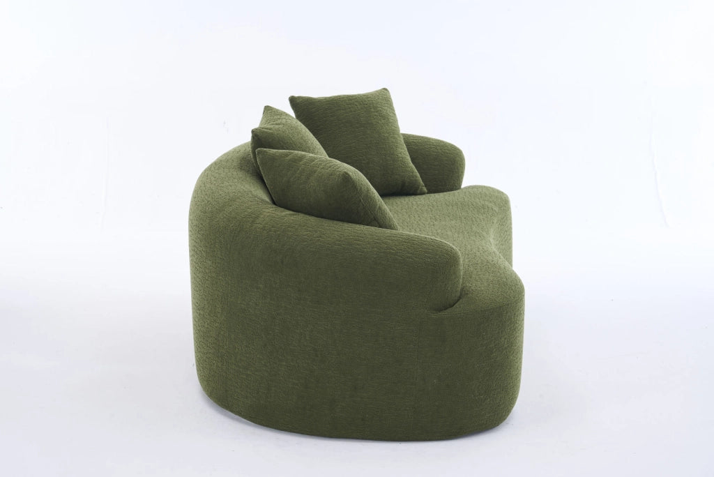 Divano 2 posti 153x94x63 cm in ciniglia verde, curvo, senza montaggio