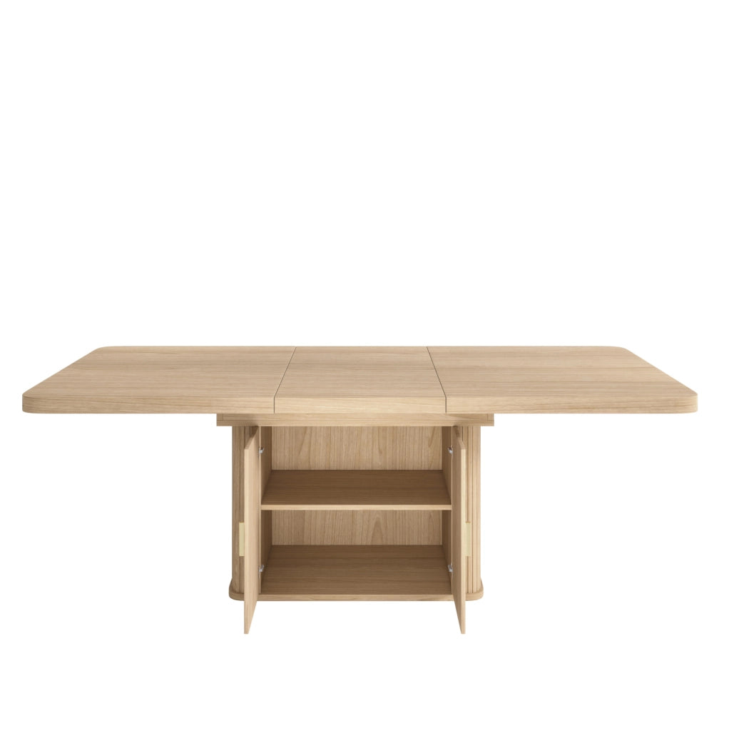 Tavolo da pranzo estensibile 150/200x90x75 cm in MDF rovere con contenitore