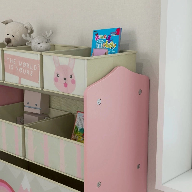 Scaffale per bambini con 6 scomparti, rosa, 63 × 30 × 66 cm