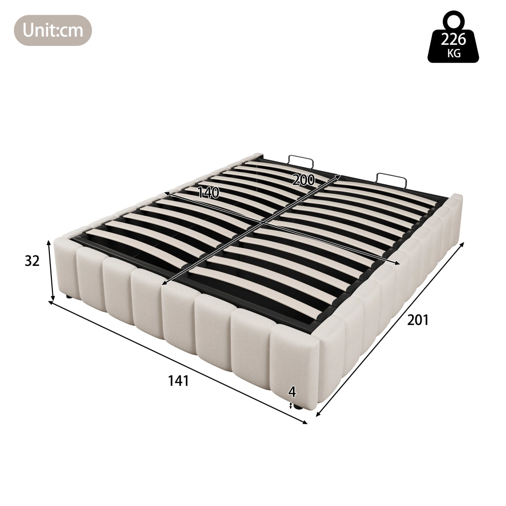 Letto contenitore 140x200 beige senza testiera