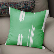Custodia per cuscino, 43x43 cm, verde e bianco, in poliestere e cotone, con cerniera