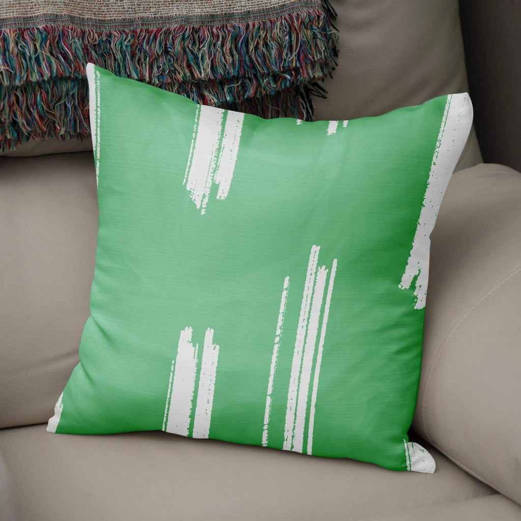 Custodia per cuscino, 43x43 cm, verde e bianco, in poliestere e cotone, con cerniera