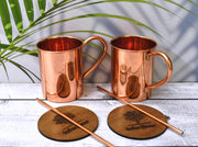 Set per Moscow Mule, composto da 2 pezzi, 100% rame, capacità 450 ml, superficie liscia