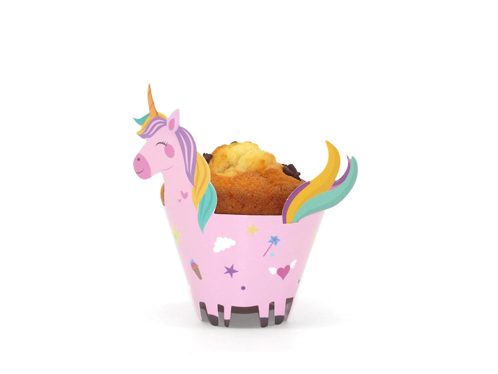 Confezioni per muffin a tema unicorno, 24 pezzi, 12 design diversi, in carta, 6,5 cm