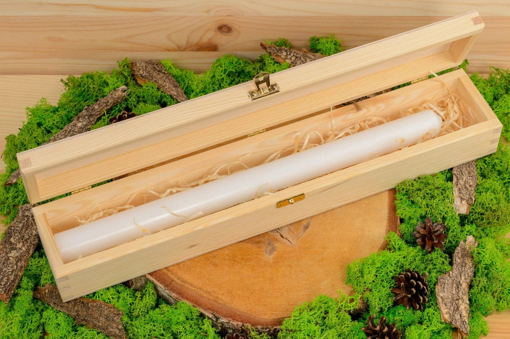 Contenitore in legno per candele, dimensioni 48x7x5,5 cm