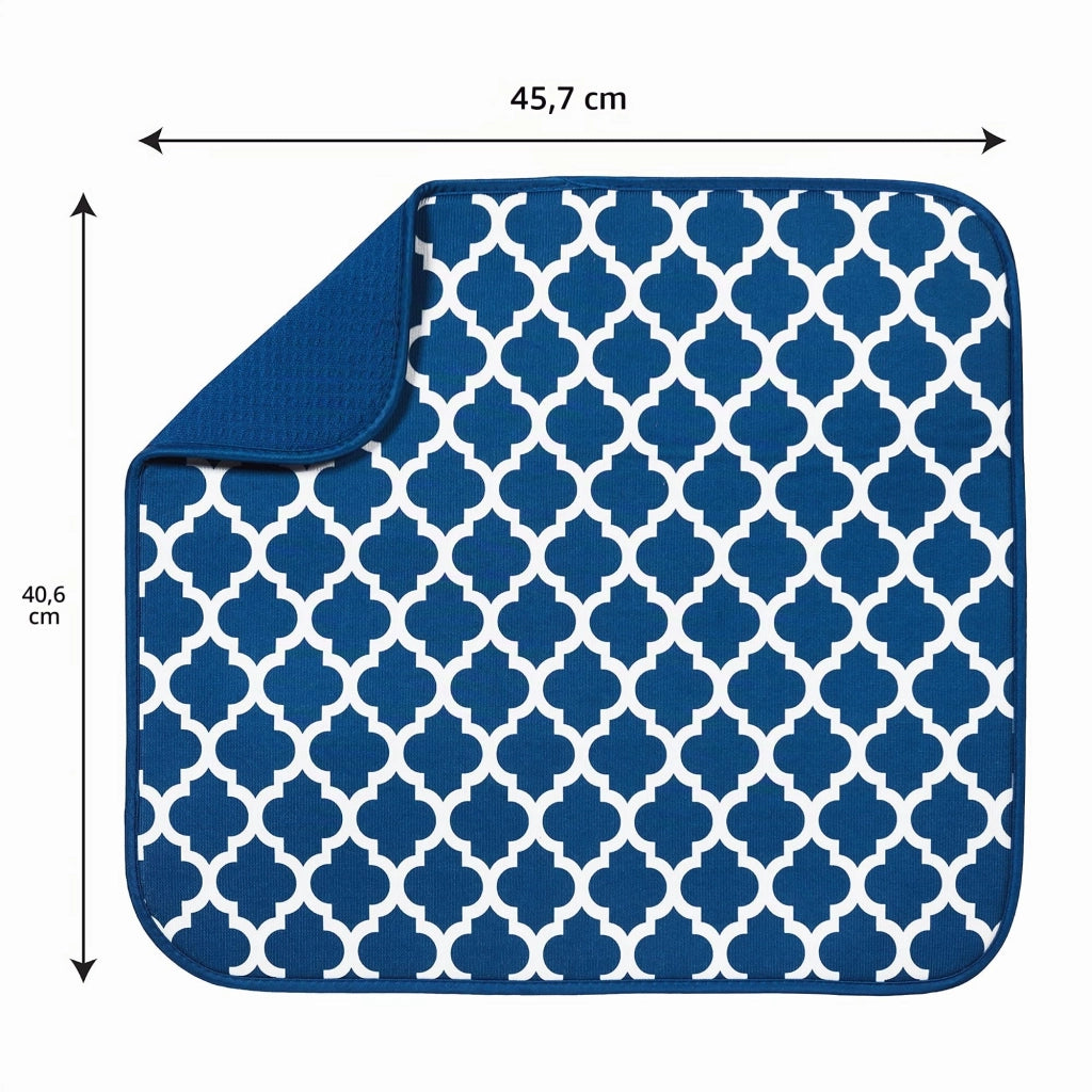 Tappetino asciugante in microfibra, 40,6 x 45,7 cm, blu, motivo geometrico