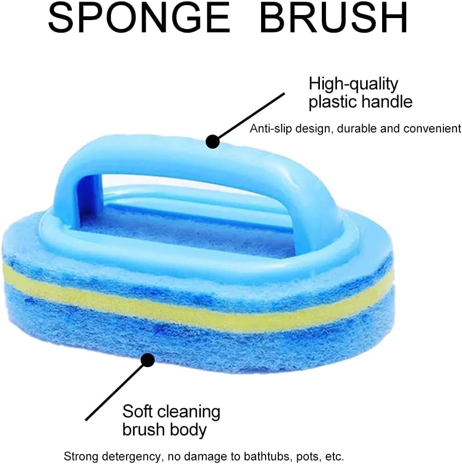 Set di 2 spazzole per la pulizia con manico, ideali per bagno, cucina e piastrelle