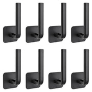 Ganci per tende, 8 pezzi, adesivi, a forma di L, neri
