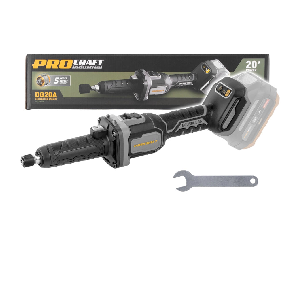 Smerigliatrice diritta a batteria Procraft DG20A-BB, 20 V, 13.000-27.000 giri/min, senza batteria