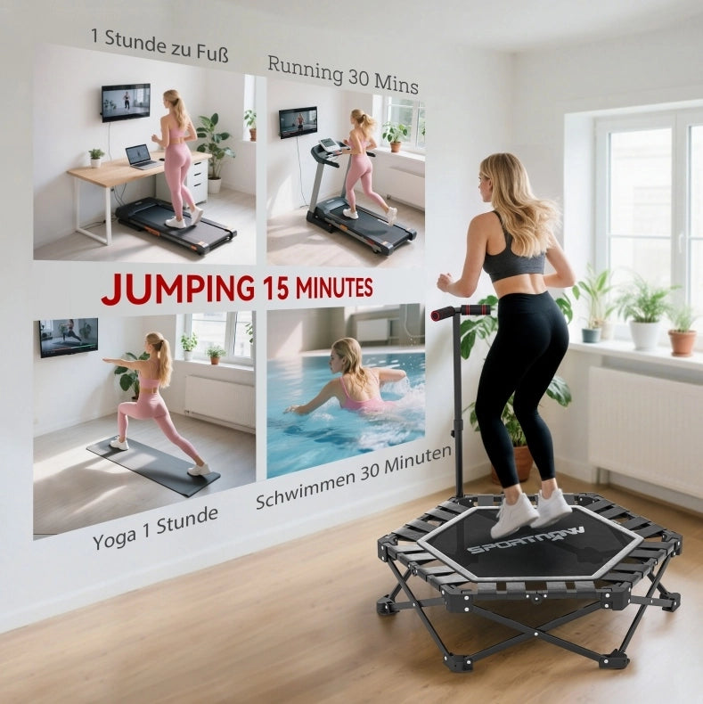 Trampolino pieghevole per allenamento con impugnatura regolabile