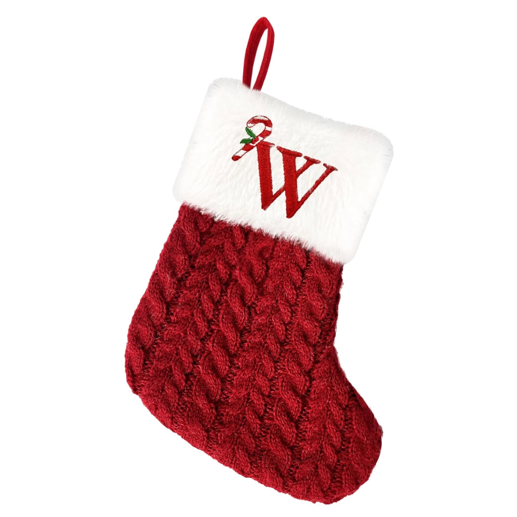 Calze di Natale, 20 cm, calze lavorate a maglia personalizzate con lettere, monogramma, calze rosse natalizie, polsino in peluche, calze appese, regali per l'albero di Natale