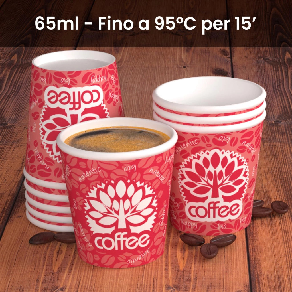 Bicchieri monouso da 65 ml, confezione da 100 pezzi, biodegradabili, ecologici