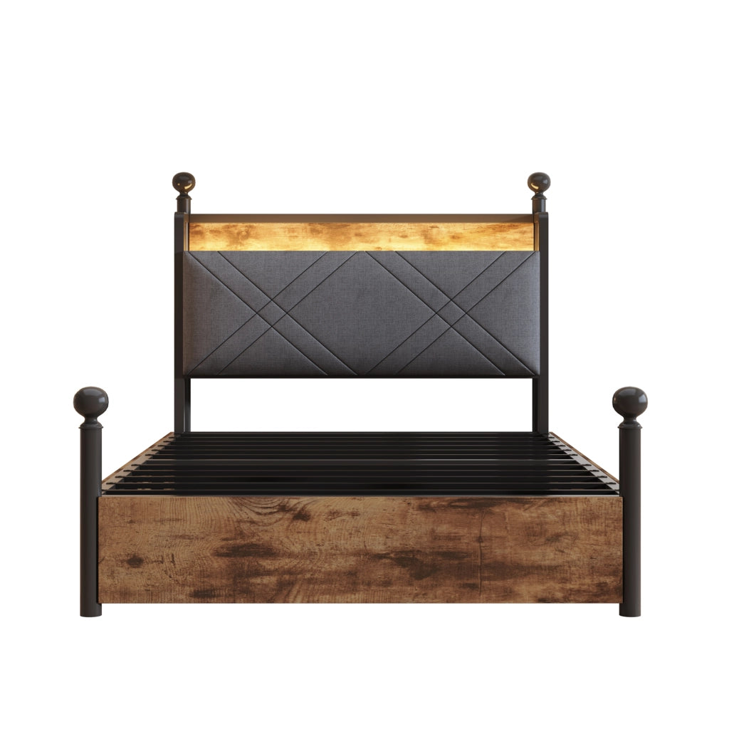 Letto singolo a baldacchino 90x190 nero con due cassetti