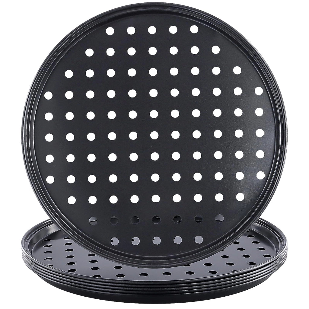 Set di 6 teglie per pizza antiaderenti, diametro 26 cm, con fori