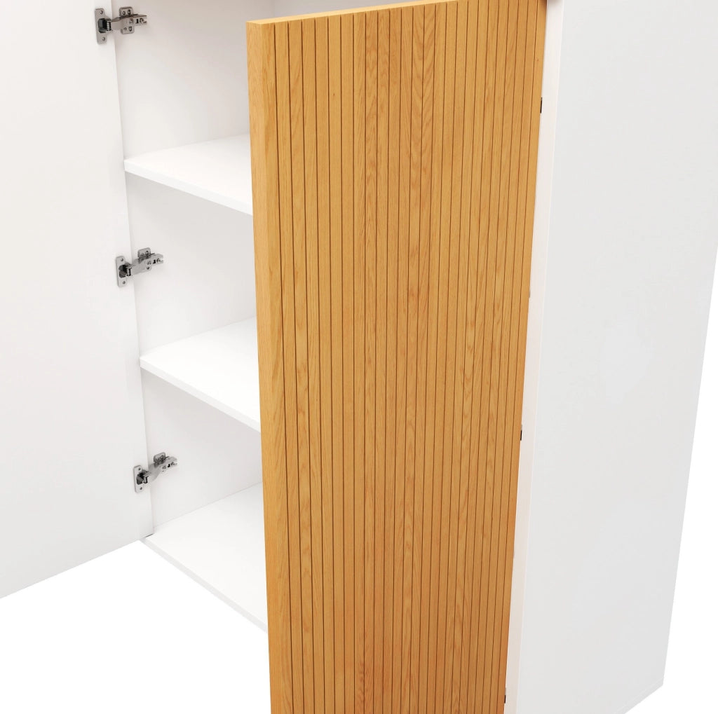 Mobile archivio in MDF bianco ed effetto rovere 80 × 40 × 110 cm