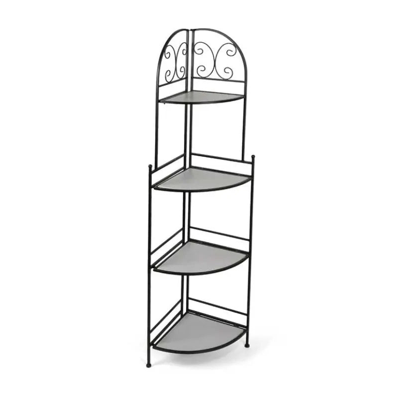 Set 2 scaffali angolari in metallo con 4 ripiani cm 35x35x162h