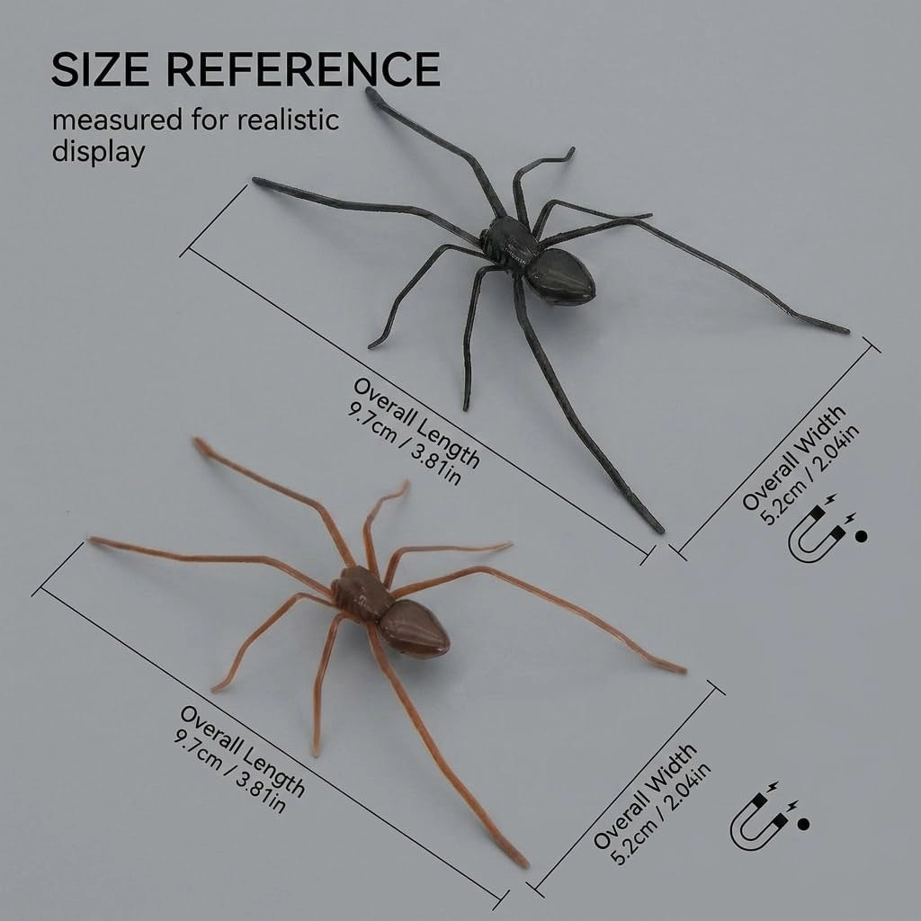 Set da 2 magneti a forma di ragno in 3D, neri e marroni, per frigorifero