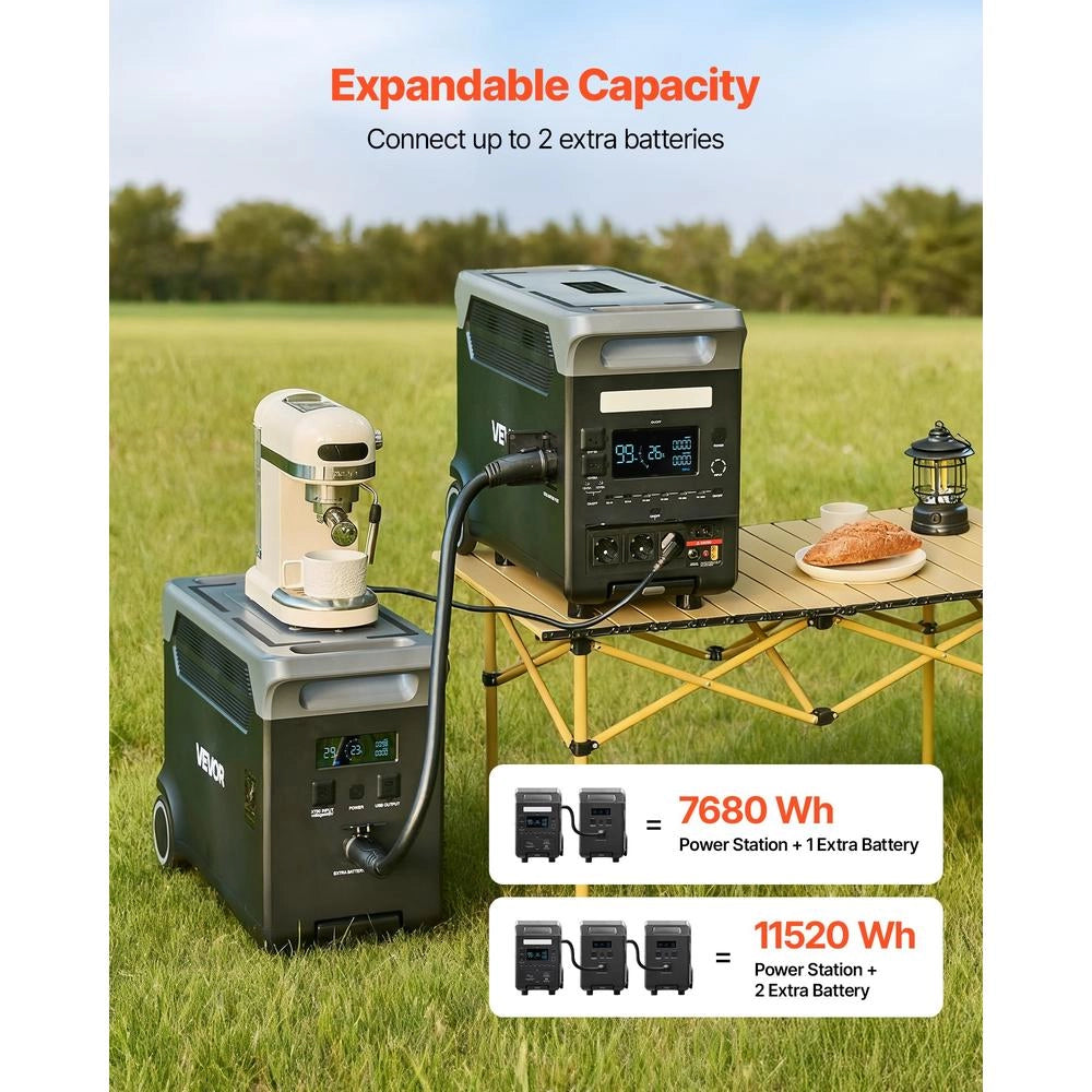 Q3600Pro Centrale Elettrica Portatile 3600W 3840Wh Batteria LiFePO4 10 Uscite Generatore Solare per Camper Campeggio Casa Nero Grigio