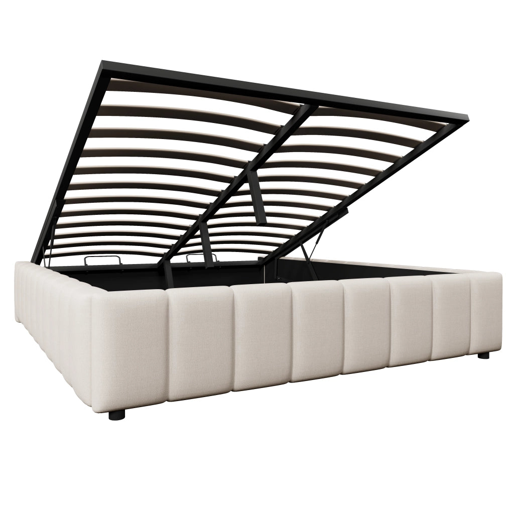 Letto contenitore 140x200 beige senza testiera