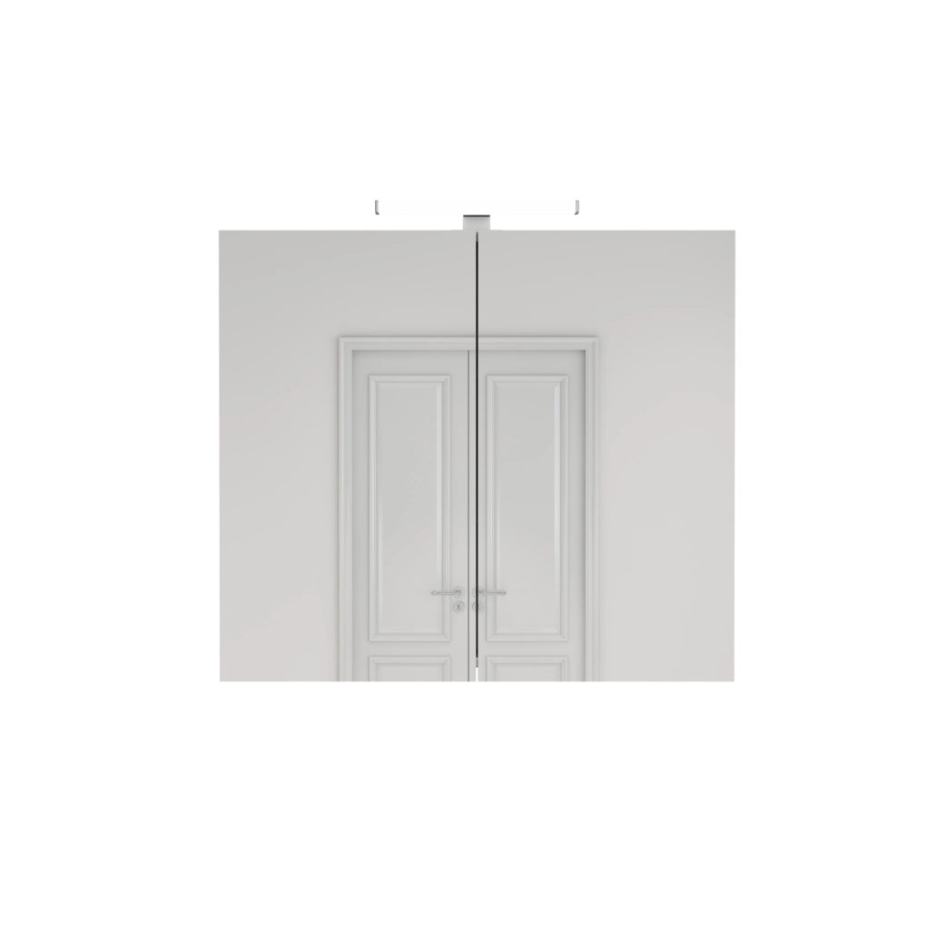 Mobiletto bagno a specchio bianco 80 cm con 2 ante, illuminazione LED e presa francese, mensole in vetro regolabili, cerniere ammortizzate, montaggio a parete