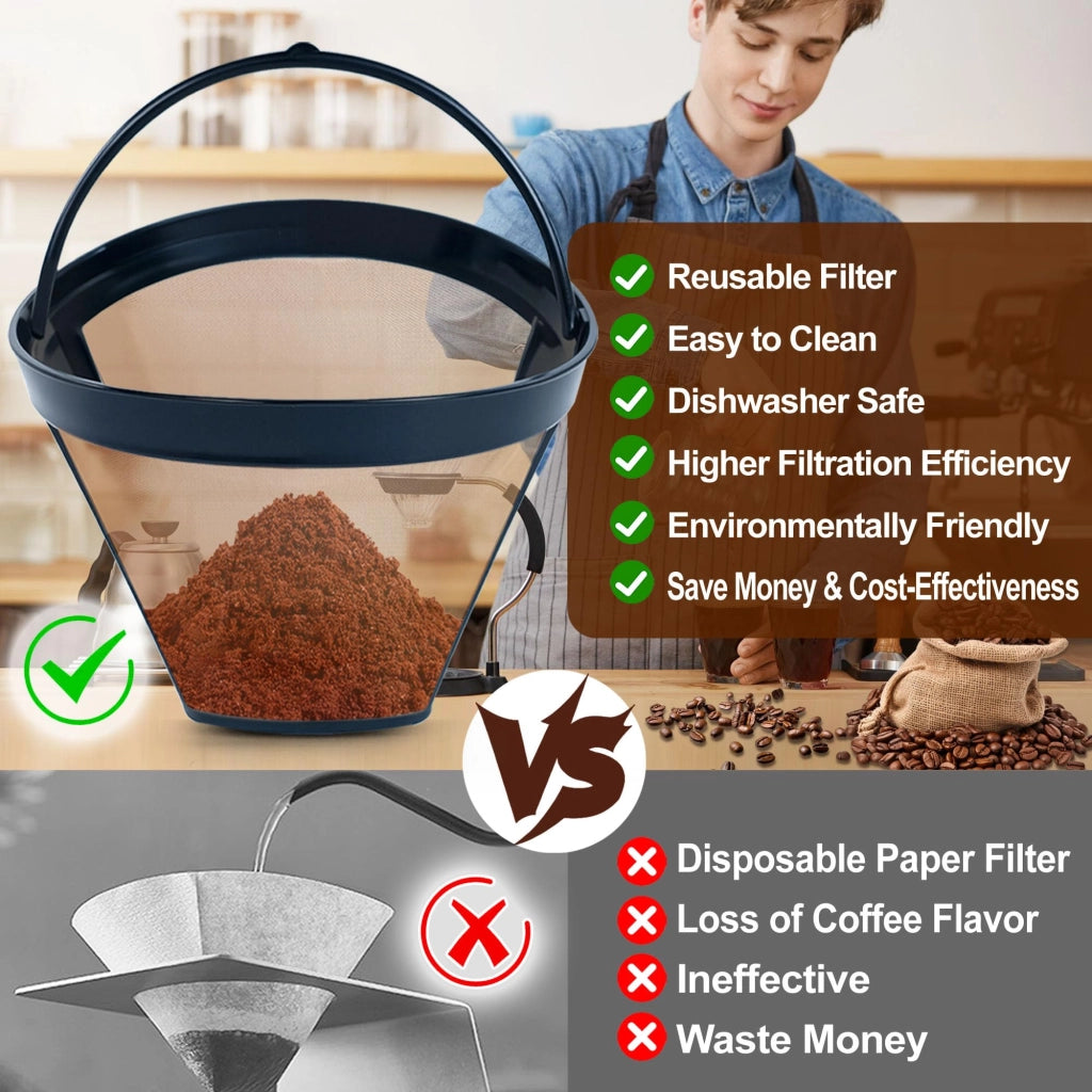 Set di 2 filtri per caffè riutilizzabili, modello conico, numero 4