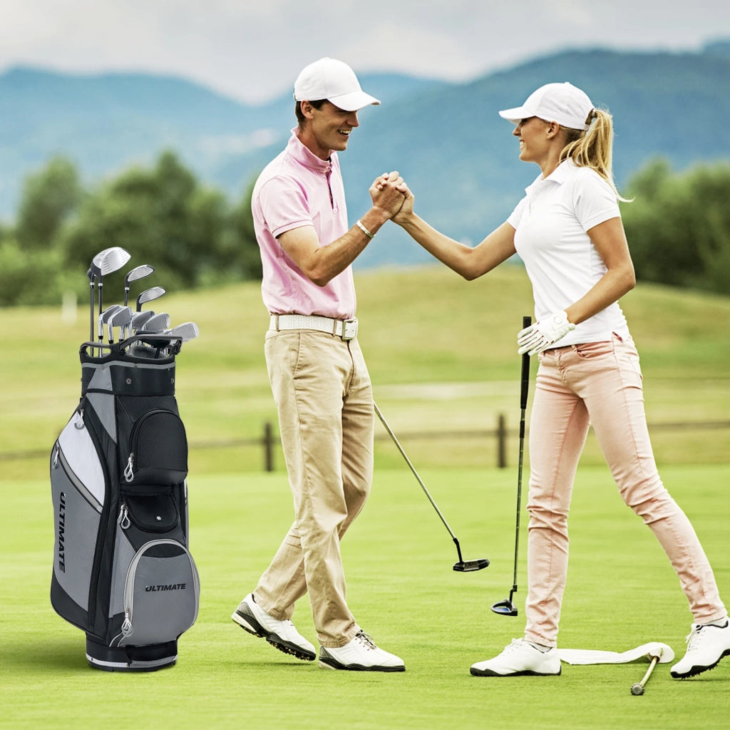 Sacca da Golf con Supporto a 14 Scomparti in Nylon Impermeabile con 7 Tasche Cerniera Cappuccio Parapioggia Robusta e Pratica