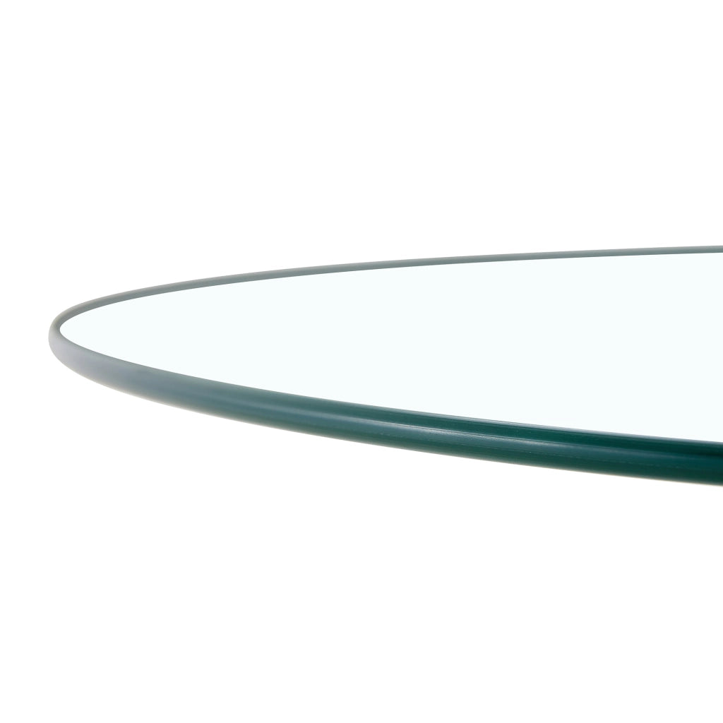 Tavolino da salotto rotondo 85 cm altezza 75,7 cm in vetro temperato e metallo nero con base geometrica
