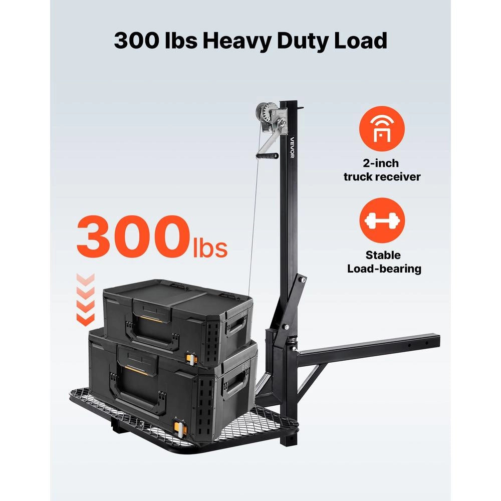 Verricello per Selvaggina HXCZDJ-17 con Piattaforma di Sollevamento Carico 136 kg in Acciaio Q235 Nero Girevole a 360 Gradi Robusto per Camion