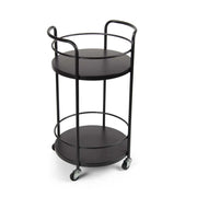 Carrello tondo in metallo con due ripiani e ruote Ø35x65 cm