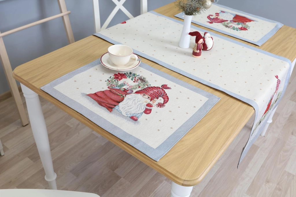 Runner da tavolo 140x45 cm, tessuto jacquard, motivo natalizio, lavabile