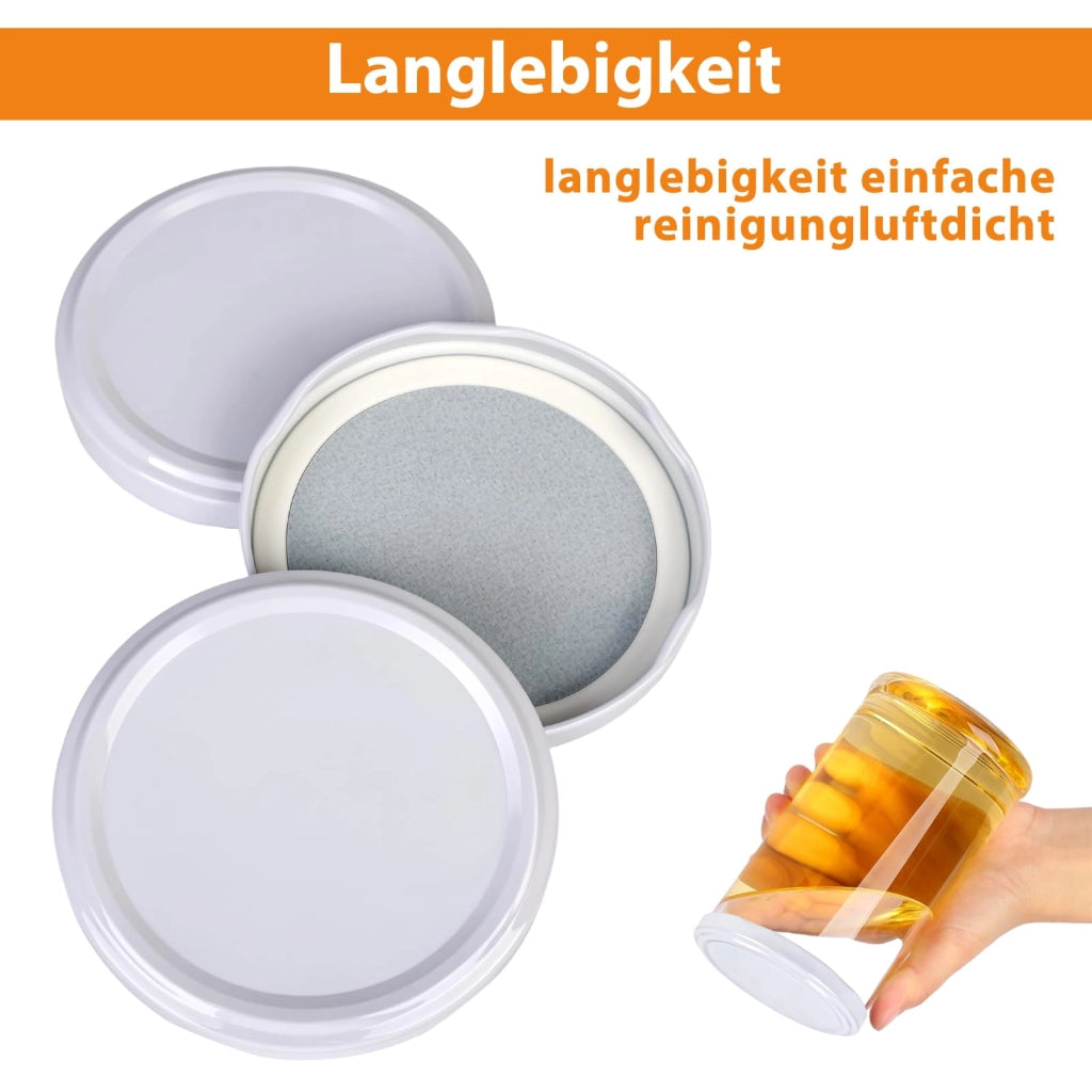100 pezzi Coperchi Twist-Off, Coperchi a vite per vasetti TO 82, bianco, per vasetti da 230/350/435/565 ml